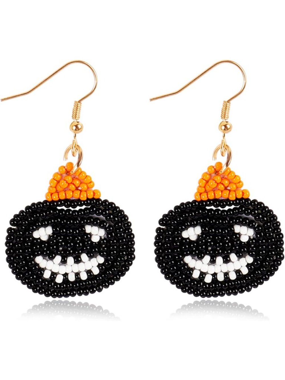 Women's Black Pumpkin Beaded Costume Skeleton Delicate Halloween Ghost Earrings